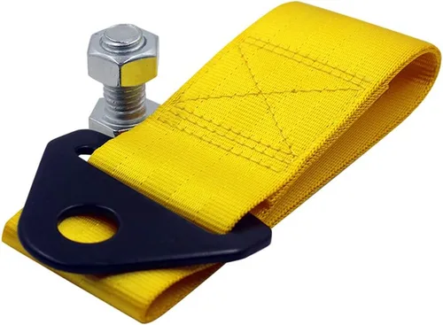 Vista 3 de Correa de remolque de nailon universal para parachoques delantero o trasero Correa de remolque de carreras de alta resistencia, amarillo