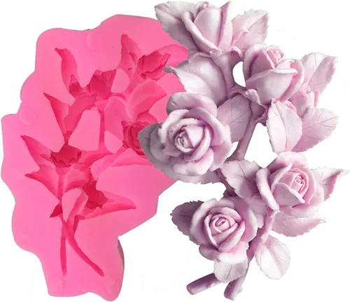 Vista 10 de Molde de silicona en forma de ramo de rosas, molde de fondant, molde de chocolate, molde de arcilla polimérica, molde de joyería, molde de resina
