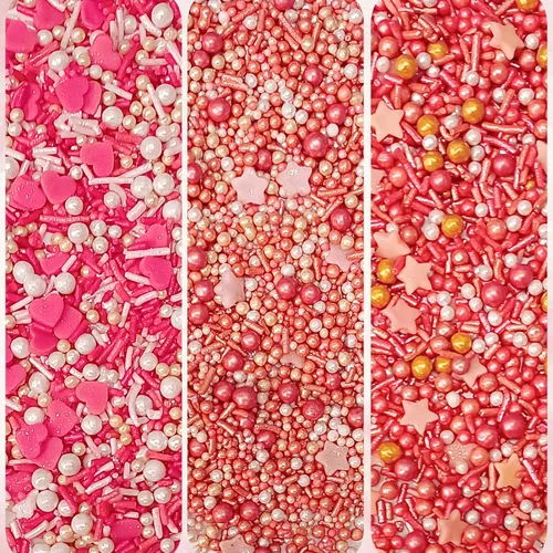 Vista 8 de Confect Mezcla de Chispas de Corazón y Flores Rosa, Blanca y Dorada – Chispas Comestibles para Hornear, Decoraciones de Pasteles y Cupcakes