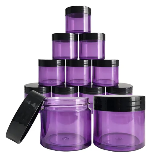 Vista 32 de Beauticom 1.06 oz/1.0 fl oz (1 fl. oz.) Tarros de plástico transparente de doble pared a prueba de fugas con tapas superiores planas para cremas