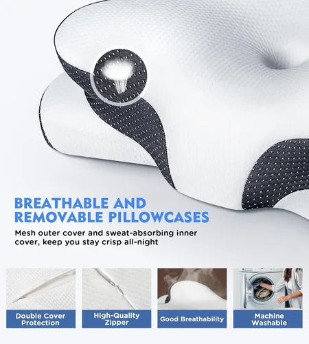 Vista 6 de Osteo Almohada Sostenida para la Salud Cervical, Almohada Ergonómica de Diseño Contour Zonado para Alivio del Dolor, Almohada de Espuma