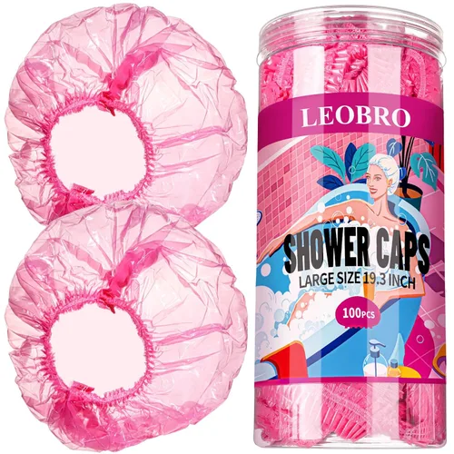 Vista 10 de LEOBRO 100 gorros de ducha desechables, gorros de ducha para mujeres, gorro de ducha de plástico transparente, tapones de plástico