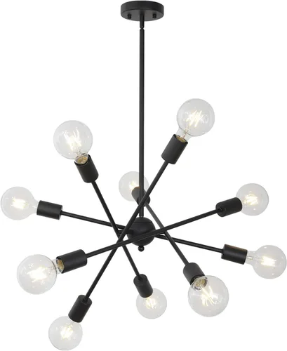 Vista 17 de BONLICHT Lámpara de techo Sputnik moderna de 6 luces, lámpara colgante de latón cepillado, lámpara de techo de mediados de siglo, luz de techo