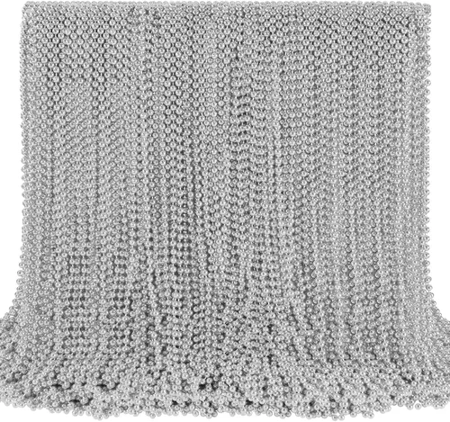 Vista 13 de 144 collares de cuentas negras, cuentas de Mardi Gras negras, collares de Nochevieja, collar redondo de cuentas de Halloween de 33 pulgadas, cuentas