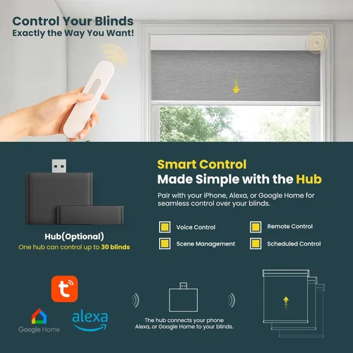 Vista 4 de Persianas enrollables automáticas motorizadas inalámbricas, persianas eléctricas con control remoto, persianas inteligentes (gris, 29 x 72 pulgadas)