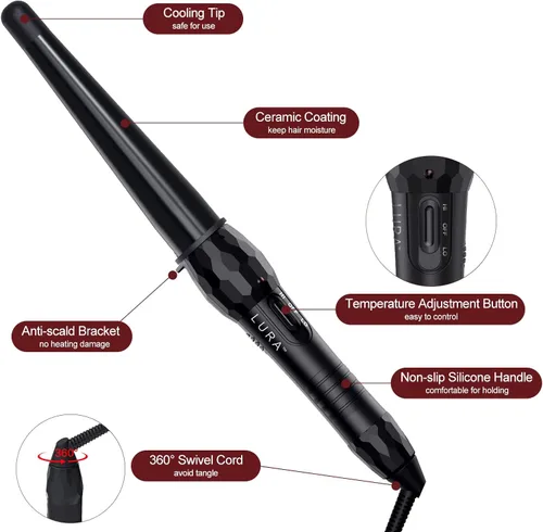 Vista 8 de Rizadora de cabello para mujeres, onduladora de cabello, rizador voluminizador con placas de cerámica de aluminio, herramientas de peinado con doble
