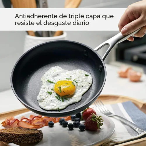 Vista 4 de KitchenAid - Juego de ollas y sartenes antiadherentes de inducción con anodizado duro, 10 piezas, color negro mate