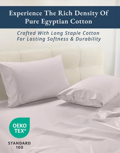 Vista 300 de LANE LINEN - Sábanas individual 100% algodón egipcio suave, cómodo y grueso de calidad de hotel, costuras reforzadas totalmente elásticas, sin