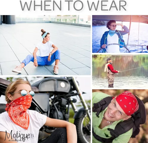 Vista 4 de Motique Accessories Bandana individual de dos tonos