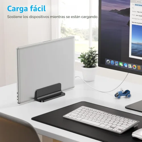 Vista 8 de OMOTON Soporte Vertical para Laptop, Soporte de Escritorio de Aluminio para MacBook con Tamaño de Base Ajustable, Compatible con Todas las MacBook