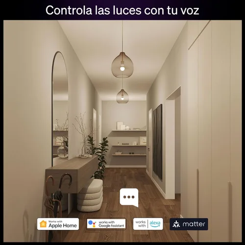 Vista 7 de Philips Hue Essential - Bombilla LED inteligente A19, ambiente blanco y color, base E26, 8.8W, 2200K-6500K, 800 lúmenes, regulable, funciona