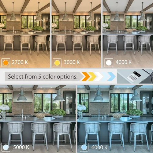 Vista 4 de PROCURU [Paquete de 1] cardán de 4 pulgadas hermético LED 2700K-6000K 5CCT color seleccionable, ajustable, giratorio y giratorio ultrafino