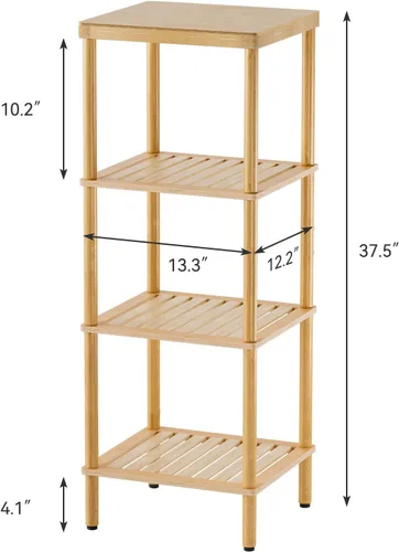 Vista 3 de AmazerBath Bamboo Bathroom Shelf, 4-Tier Bathroom Storage Shelf, Multifunctional Storage Rack for Living Room Bedroom Kitchen, Space Saver