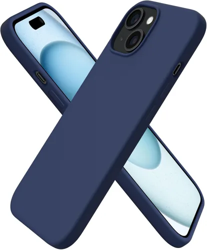 Vista 13 de ORNARTO Funda compatible con iPhone 15 6.1, silicona líquida delgada de 3 capas cubierta completa de goma de gel suave, funda protectora Amatista