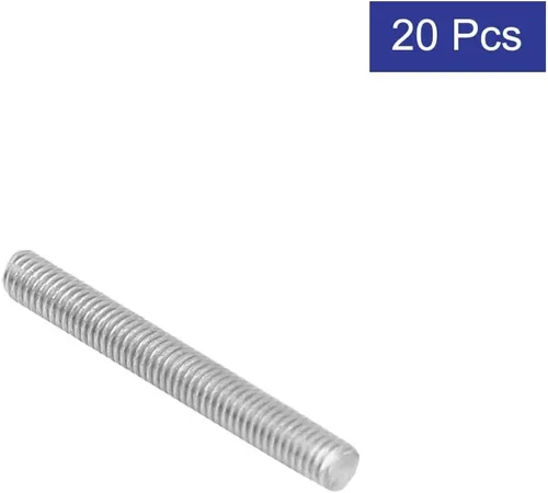 Vista 4 de uxcell M3 x 1.181 in 0.020 in Pitch 304 Varillas totalmente roscadas de acero inoxidable tono plateado 20 piezas