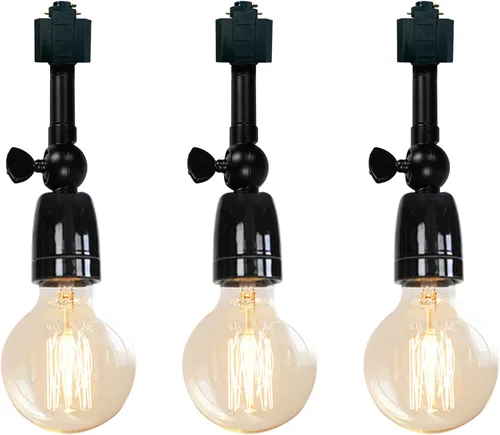 Vista 14 de Paquete de 1 unidad de diseño retro E26/E27 con base de título ajustable, ángulo de título rotado, sistema H, mini iluminación de cabeza de pista
