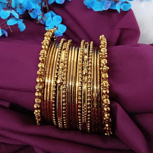 Vista 2 de Efulgenz Indian Oxidized Bangle Bracelet Set for Women Antique Bangle Set Plain Metal Bangles Boho Bracelet Set Fashion Statement Jewelry for Women