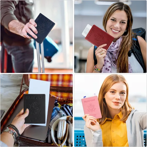 Vista 6 de BULFULL Soporte para pasaporte, bolsa de viaje para el cuello, bolsa de viaje con bloqueo RFID, cartera de cuello de viaje de múltiples vías