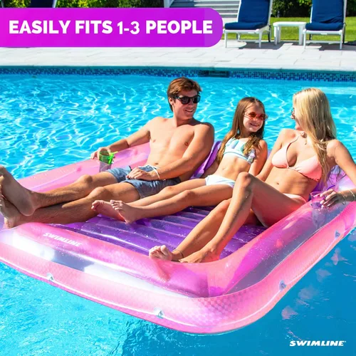 Vista 4 de SWIMLINE Tumbona de bronceado, tumbona inflable clásica para broncearse con almohada ajustable, 71" de largo - Tumbona flotante al aire libre