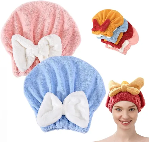 Vista 8 de 2 piezas de toalla absorbente para envolver el cabello húmedo, toalla de microfibra para envolver el cabello de secado rápido y engrosado