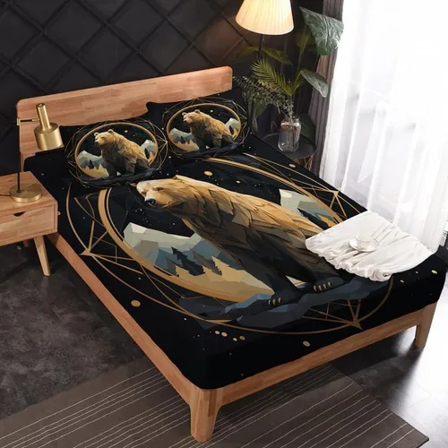 Vista 2 de Bear Sheets tamaño individual – Sábanas de microfibra suave y bolsillo profundo y sábanas con patrón sin arrugas, 3 piezas
