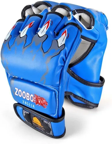 Vista 8 de ZooBoo MMA Gloves, Half-Finger Boxing Fight Gloves MMA Mitts with Adjustable Wrist Band for Sanda Sparring Punching Bag Training