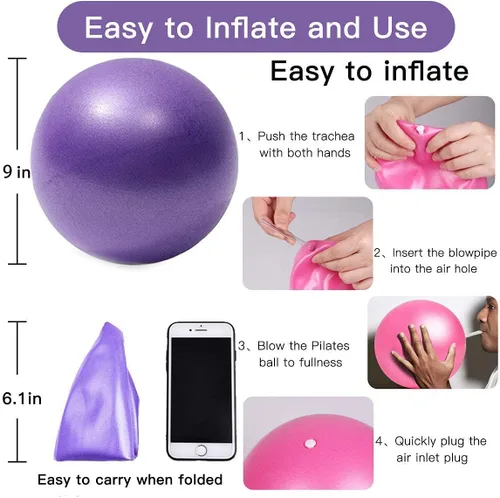 Vista 3 de Mini pelotas de yoga de 9 pulgadas para ejercicios de Pilates Terapia Balance, Equipo para Estabilidad en el Hogar, Entrenamiento Squishy