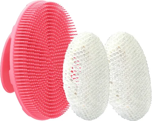 Vista 15 de INNERNEED - Cepillo de ducha de silicona suave de grado alimenticio para el cuerpo, cepillo de limpieza manual, exfoliante suave y hace bien la Rosa