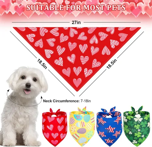 Vista 2 de Whaline 4 bandanas navideñas para mascotas, diseño triangular, baberos para perros del día de San Patricio, bufanda para perro, bufanda para el día