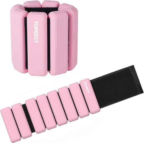 Vista 11 de TOPESCT Juego de 2 pesas ajustables para muñeca y tobillo (1 libra cada una), para yoga, danza, barras, pilates, cardio, aeróbicos, caminar Verde