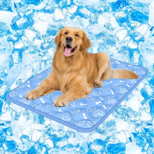 Rywell Tapete refrescante para perros 2.0, azul océano, 44 x 32 pulgadas de grosor y duradera, tapete refrescante para perros extragrandes, fresco