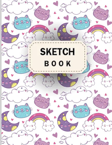 Sketchbook Cute Cats Kawaii Large Sketch book and Notebook for Girls and Artist Kids To Drawing and Sketching or Doodling, 110 Pages of "8.5x11"