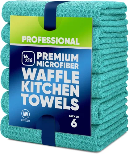 Vista 13 de Toallas de Cocina - Toallas de Microfibra con Tejido de Waffle Absorbentes, Sin Pelusas, Gruesas, Reutilizables, Comerciales, Suaves, para Manos