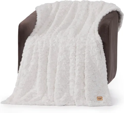 Vista 17 de UGG Adalee - Manta de piel sintética tamaño individual, cálida y acogedora, manta extra grande para sofá, ropa de cama lavable para cama individual