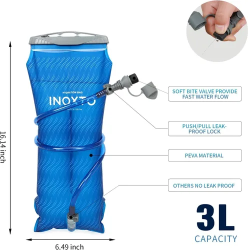 Vista 5 de INOXTO - Mochila de senderismo de 35 litros con cámara de 3 litros, mochila de campamento con cubierta impermeable para lluvia para hombres, mochila
