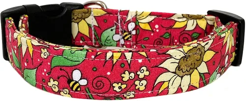 Vista 2 de Bumblebee Dog Collar with Buckle - Made in the USA - Handmade by Collars by Design (X-Small)