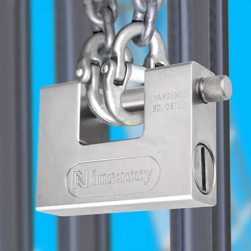 Vista 7 de WDFAACK 5 llaves Super Silver Heavy Duty Candado Cerradura para Garaje Warehouse Contenedor de envío