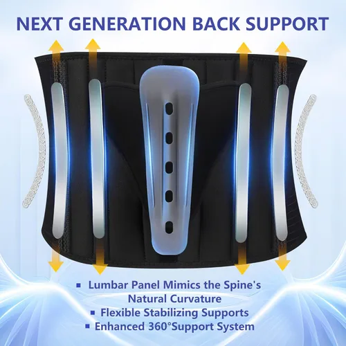 Vista 4 de Cinturón de soporte lumbar para dolor de espalda, ciática, escoliosis, hernia de disco, correas de apoyo ajustables para la parte inferior