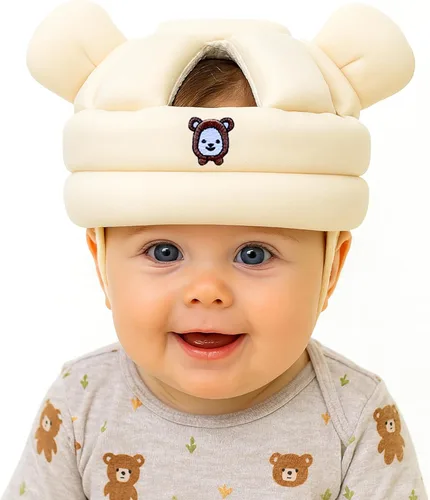 Baby Head Protector for Crawling Walking, Infant Helmet with Foam Bumpers, Adjustable Baby Helmet for Crawling Walking, Toddler Helmet - Head Beige