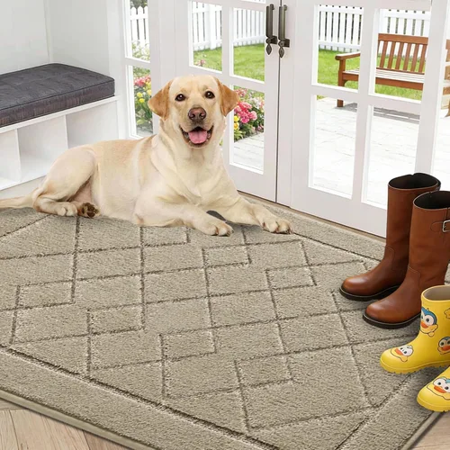 Vista 11 de REFETONE Dirt Trapper Tapete para Puerta de 20" x 32", Tapete Lavable para Interiores con Respaldo de Goma Antideslizante, Resistente a la Suciedad