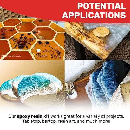 Vista 6 de MAS Epoxies - Kit de epoxi para mesa, 2 galones, (1 galón parte A + 1 galón parte B) fundición de resina transparente para manualidades