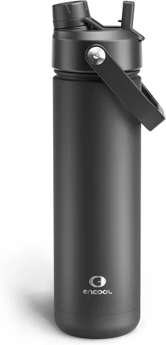 Vista 52 de Botella de agua aislada con popote para niños, botella de agua de acero inoxidable de 12 onzas con boquilla doble, a prueba de fugas, sin BPA, al