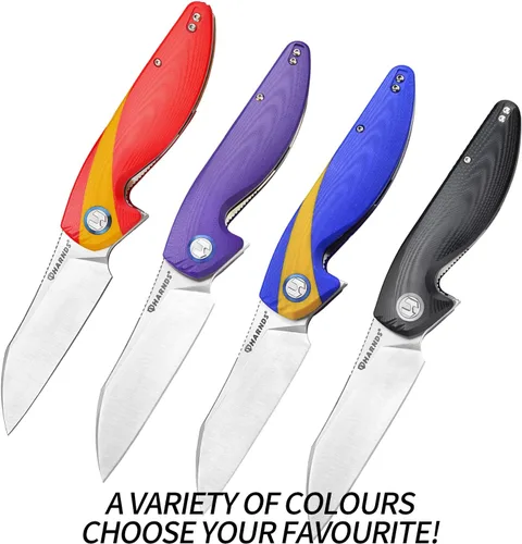 Vista 5 de Harnds Parrot - Cuchillo de bolsillo plegable con clip y bloqueo de hoja, cuchillo plegable EDC de 8.4 pulgadas con mango G10 a prueba de sudor