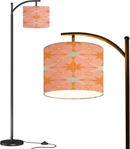 Vista 9 de Arc Floor Lamp Aesthetic mid century seamless retro design Decorative 50 s 60 s 70 s Tall Standing Lamp Modern Dimmable with Remote Adjustable Drum