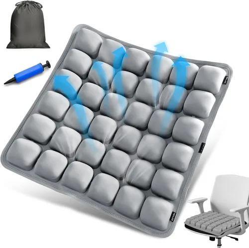 Vista 10 de Cojín de asiento de viaje para avión – Cojines inflables de asiento de célula de aire 3D, cojín ergonómico de viaje para vuelos largos, cojines