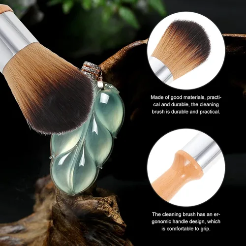 Vista 6 de Juego de 2 cepillos de mango de madera para limpiar figuras, estatuas e instrumentos musicales, herramienta de limpieza de cerdas suaves