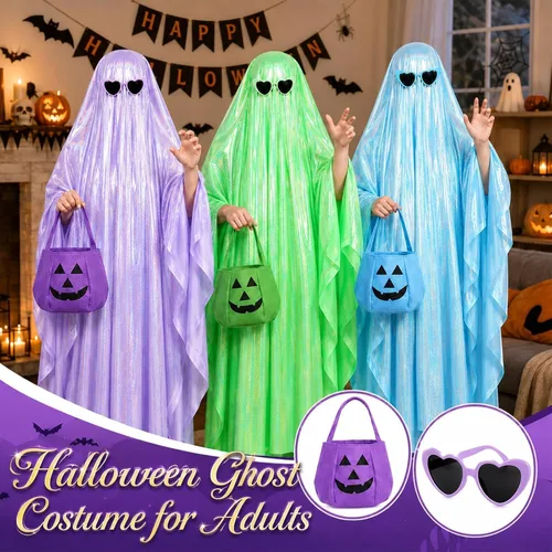 Vista 4 de Juego de 3 disfraces de fantasma de Halloween, ropa espeluznante