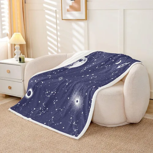 Vista 2 de Erosebridal Blue Galaxy Fleece Blanket 40x50 Stars Print Fuzzy Plush Throw for Sofa Couch Constellation Sherpa Blanket Universe Sparkle