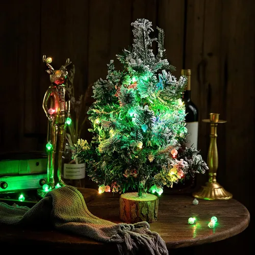 Vista 5 de Aogist 50 luces de globo verdes, mini luz impermeable de largo tiempo de espera, funciona con pilas, lámpara de bola LED redonda para globos