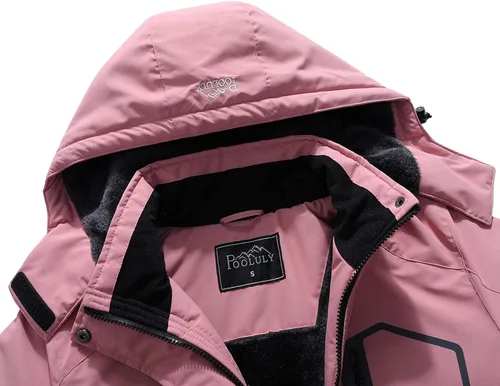 Vista 5 de Pooluly - Chaqueta de invierno para esquísnowboard para mujer, con capucha, impermeable, rompeviento